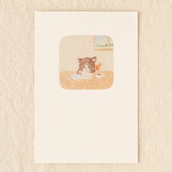 10．刺繍イラスト　ポストカード４枚組　『手紙を書くよ』 1枚目の画像