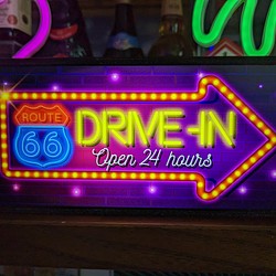 アメリカン ルート66 ドライブイン ダイナー カフェ バー サイン 看板 置物 雑貨 LED2wayライトBOX 1枚目の画像