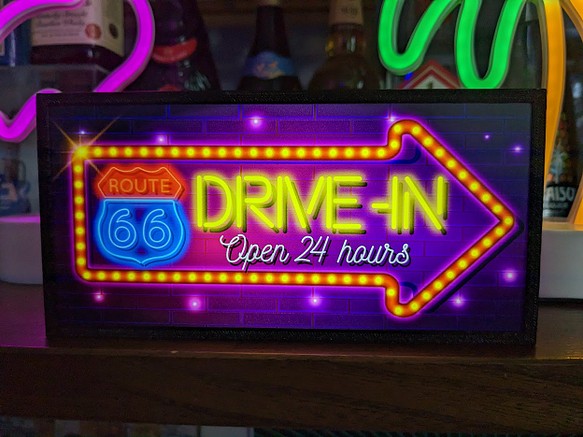 アメリカン ルート66 ドライブイン ダイナー カフェ バー サイン 看板 置物 雑貨 LED2wayライトBOX 1枚目の画像