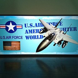 ミリタリー 戦闘機 U.S.AIR FORCE プラモデル サイン 看板 置物 雑貨 雑貨 LED2wayライトBOX 1枚目の画像