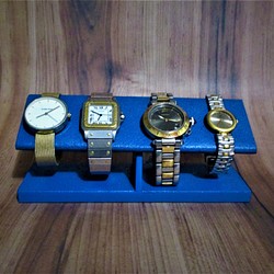 クリスマスに間に合います　在庫あり　オールブルー4本掛けコルク腕時計スタンド　ak-design　No211202 1枚目の画像