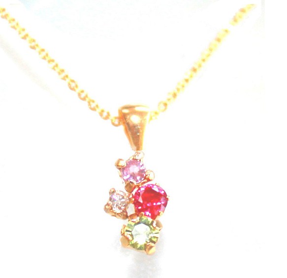 k18gp Ruby & Diamond & Pink Sapphire & Peridot Necklace ネックレス