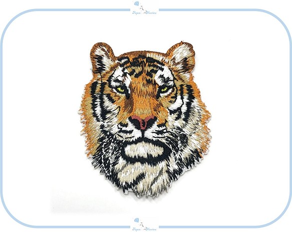 ES48 アップリケ 刺繍 タイガー ハンドメイド 材料 リメイク アイロン ワッペン 動物  トラ 虎 寅年 干支 1枚目の画像