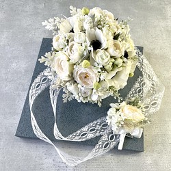 ❁Wedding bouquet❁アネモネとオールドローズのコロコロブーケ【31214】 1枚目の画像