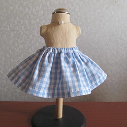 ⁑お人形のお洋服⁑チェックのスカート＊ブルー＊ハンドメイド＊ドール服＊26ｃｍ服 1枚目の画像