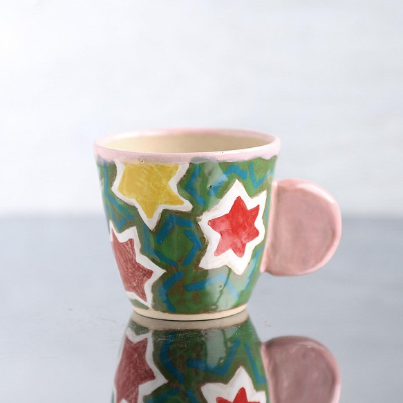 Mug Cup / Momiji Pattern (綠) 耳柄 第1張的照片