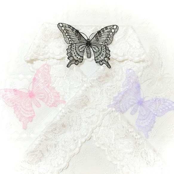 てふてふ半衿 衣紋に蝶々がとまる半襟