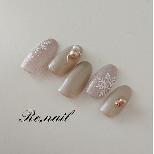 雪の結晶×大人パール ネイルチップ（つけ爪） Re,nail 通販｜Creema