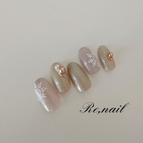 雪の結晶×大人パール ネイルチップ（つけ爪） Re,nail 通販｜Creema