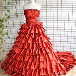 本格仕様のドレス♪お色直しカラードレス♪赤♪パニエ付属 