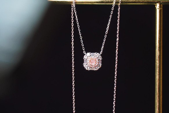 天然ピンクダイヤモンドネックレス0.3ct　k18