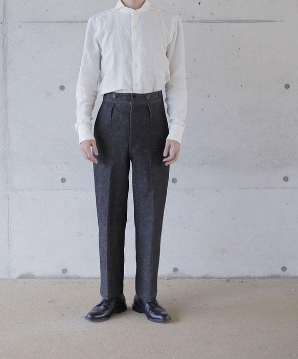 High back wide trousers blackハイバックワイドトラウザーズ ロング