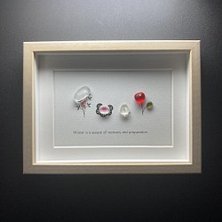限定特価 シーグラスアート 仔猫と小鳥とピンクのお花 アート 写真