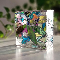 受注:『琉球Wild Flowers』スクエアガラス花瓶 1枚目の画像