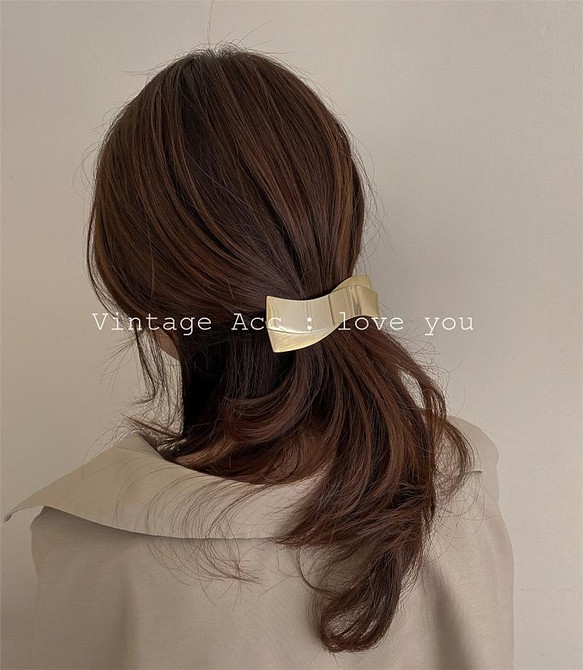 韓国ファッション　ゴールド　うねり　ヘアアクセサリー　-7103 1枚目の画像