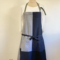 促銷價★ 男女款時尚圍裙❤️ 雙色圍裙海軍藍（男女免費L to LL） 第1張的照片