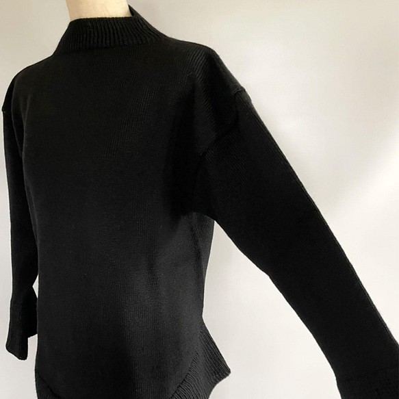 ニット ボートネック チュニック ブラック　209 BLACK BOATNECK TUNIC