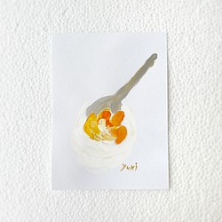 「みかんのゼリー」　オレンジ　アクリル画　絵画　アート 1枚目の画像