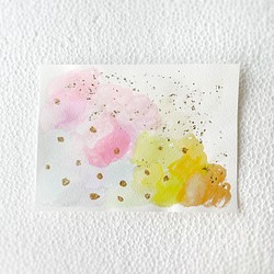 「purification」　抽象画　ラメ　水玉　カラフル　水彩画 1枚目の画像