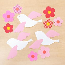 壁面飾り 卒園 入園 鳥 花 ピンク 1枚目の画像