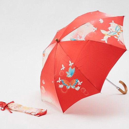 折り畳み着物日傘 絹の着物をアップサイクル 日本の職人が手仕事で制作