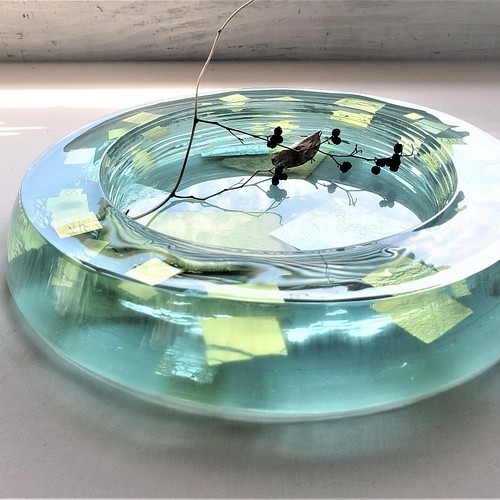 ガラス水盤 花器 積層銀澄散水盤 一輪挿し・花瓶・花器 スタジオ