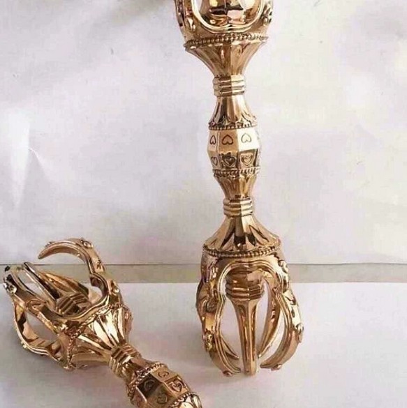 チベット密教法器 弘法大師 独鈷杵 愛心杵 金剛杵 真鍮製 vajra 23cm