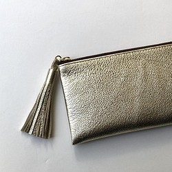 ピッグスキンのスリムな長財布　ライトゴールド 3枚目の画像