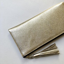 ピッグスキンのスリムな長財布　ライトゴールド 4枚目の画像