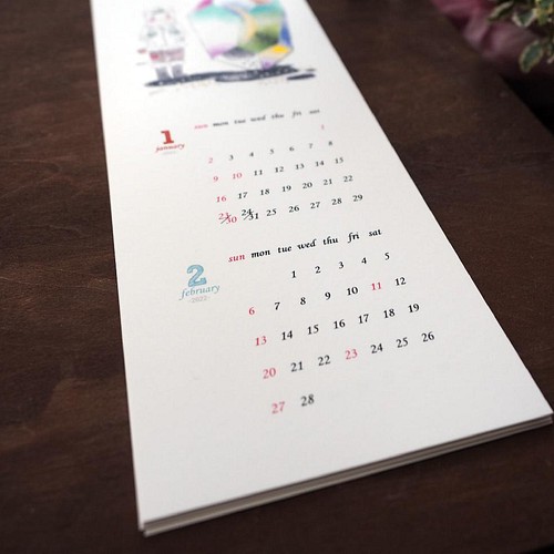 22 イラストカレンダー 1月 12月6枚綴り カレンダー タナベサオリ 通販 Creema クリーマ ハンドメイド 手作り クラフト作品の販売サイト