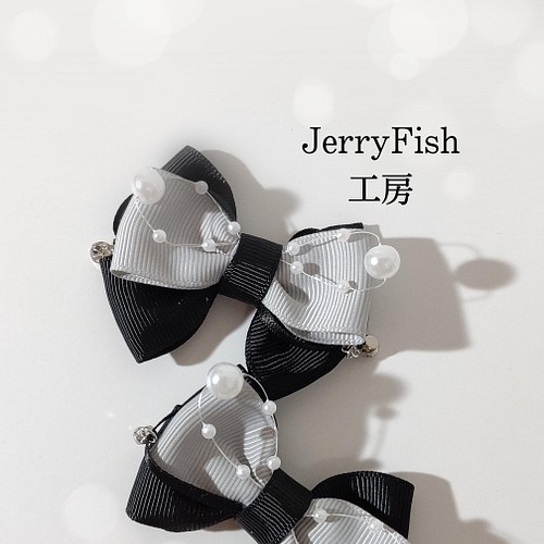 No 1008 ﾂｲﾝﾃｰﾙに光るﾗｲﾝｽﾄｰﾝﾘﾎﾞﾝ ヘアアクセサリー Jerryfish工房 通販 Creema クリーマ ハンドメイド 手作り クラフト作品の販売サイト