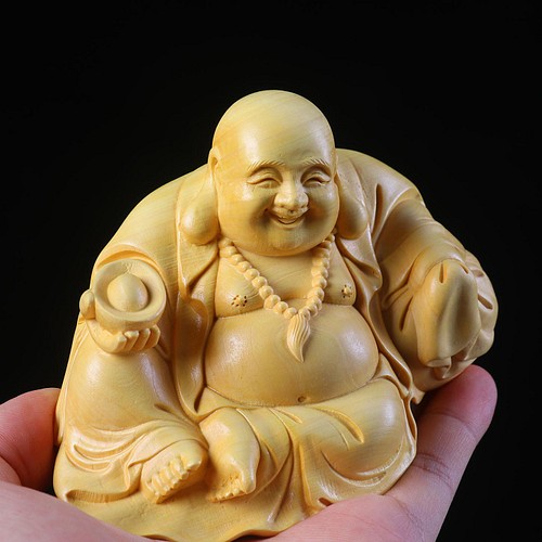 彫刻 布袋様 七福神 精密彫刻 木彫仏像 仏教美術品 彫刻 大波彫刻 通販 