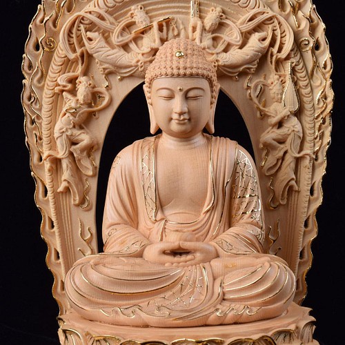 釈迦牟尼 釈迦如来 本金 切金 木彫仏像 仏教美術 仏教工芸品 彫刻 災難 