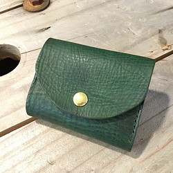 ミニマルウォレット(グリーン) コンパクト財布 小さい手のひらサイズ 1枚目の画像