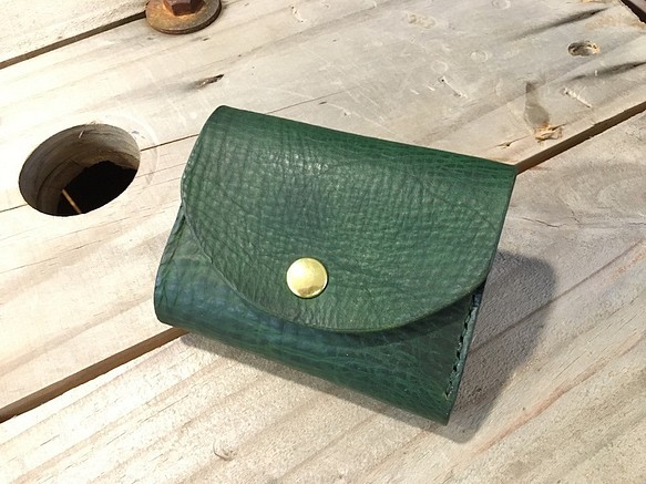 ミニマルウォレット(グリーン) コンパクト財布 小さい手のひらサイズ 1枚目の画像