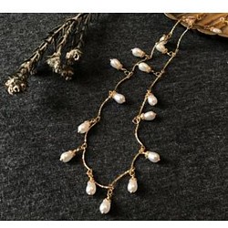 ♡珍珠・半成品♡鍍真金超唯美小燈泡珍珠串珠裝飾鏈材料50cm  1條入 第1張的照片