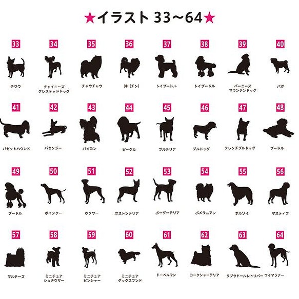 多頭飼いオーナー様専用 選べるイラスト80種類 犬 シルエット シール 車用 白 ペット 黒 美しい 名入 オリジナルステッカー