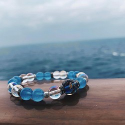 【琉璃珠系列】藍玉髓琉璃珠手鍊 第1張的照片