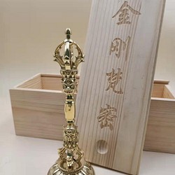 密教法具 川派穢迹金剛撅 五鈷金剛杵 寺院用仏具 真鍮制 vajra 18.5cm