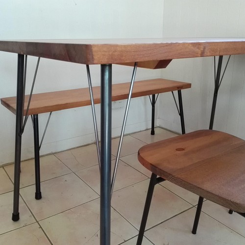 鉄脚テーブル ７０x１３０x高さ７２ｃｍ カフェ風 無垢 アイアン 