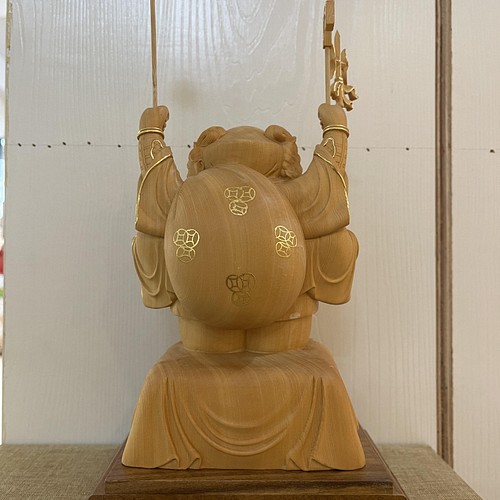 三面大黒天 木彫仏像 切金 仏教美術 置物 仏教工芸品 細密彫刻 彫刻 