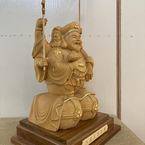 三面大黒天 木彫仏像 切金 仏教美術 置物 仏教工芸品 細密彫刻 彫刻 