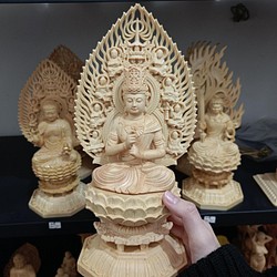 全商品オープニング価格 特別価格】 仏教美術 在銘 木製 一刀彫り 時代