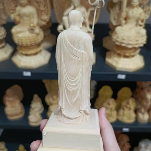 木彫り 仏像 地蔵王菩薩 立像 彫刻 一刀彫 天然木檜材 仏教工芸 仏師で 