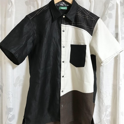 メンズハンドメイドシャツ 黒 リネン ネル地 チェック柄ワークシャツ リサイクル Original Shirt 7 シャツ ブラウス Micchel 通販 Creema クリーマ ハンドメイド 手作り クラフト作品の販売サイト