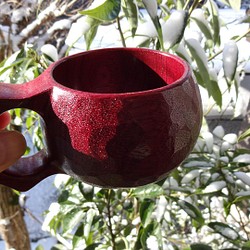 パープルハートの樹の一木彫りコーヒーカップ。 1枚目の画像