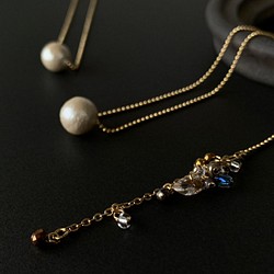 1粒純棉珍珠項鍊（木香色） 第1張的照片