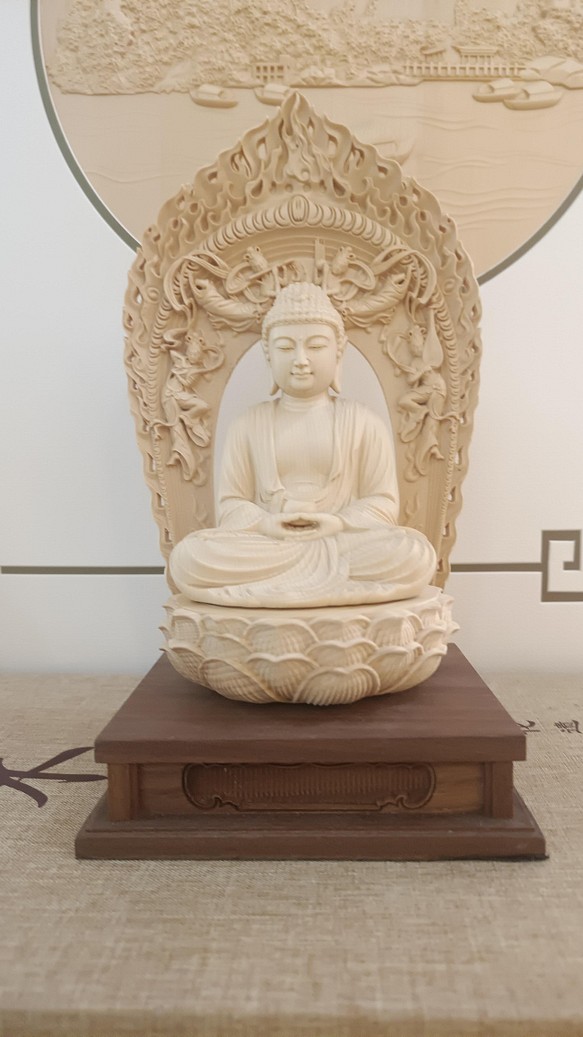 木彫 仏像 釈迦如来像 坐像 桧木 仏教美術 檜木
