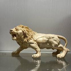 ライオン親子 木製彫刻-