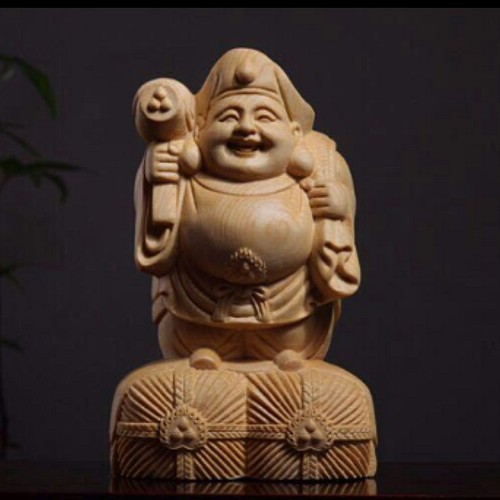 極上品 大黒天 木彫仏像 仏教美術 置物 七福神 招財 仏教工芸品 彫刻 